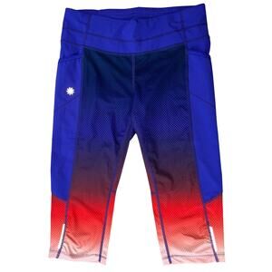 Athleta Dobby Be Free Knicker Crop Leggings Capris Small Purple Orange Ombré EUC